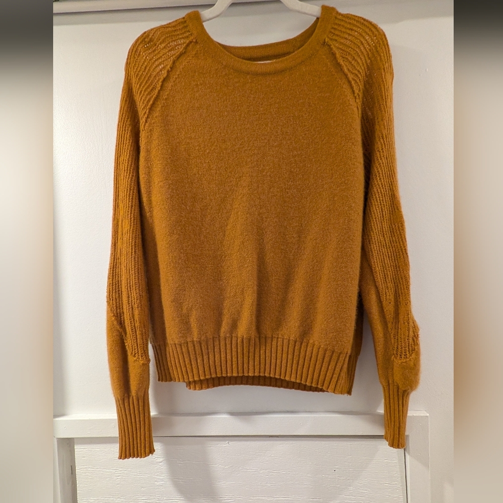 NAADAM Brown Crew Neck Sweater with Ribbed Cuffs
